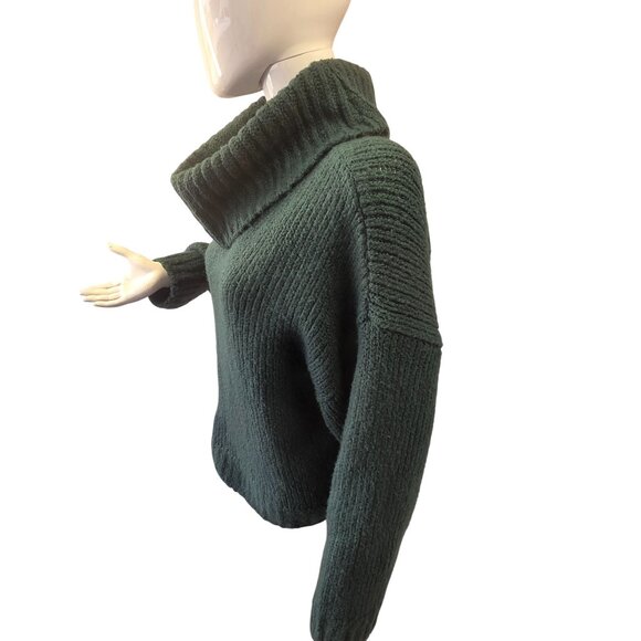 Pilcro Urban Outfitters Chunky Knit Green Sweater Women Sz M Oversize Cowl Neck - Picture 3 of 7